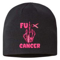 Breast Cancer Awareness Fu Cancer Skeleton Middle Finger Pink Ribbon Sustainable Beanie