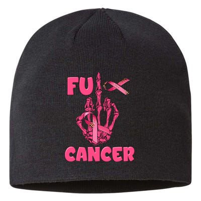 Breast Cancer Awareness Fu Cancer Skeleton Middle Finger Pink Ribbon Sustainable Beanie