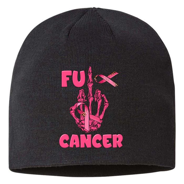 Breast Cancer Awareness Fu Cancer Skeleton Middle Finger Pink Ribbon Sustainable Beanie