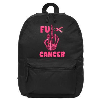 Breast Cancer Awareness Fu Cancer Skeleton Middle Finger Pink Ribbon 16 in Basic Backpack