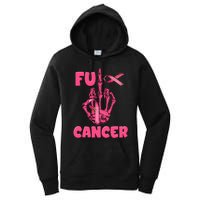 Breast Cancer Awareness Fu Cancer Skeleton Middle Finger Pink Ribbon Women's Pullover Hoodie