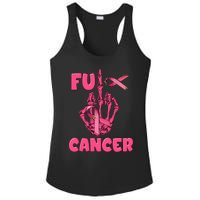 Breast Cancer Awareness Fu Cancer Skeleton Middle Finger Pink Ribbon Ladies PosiCharge Competitor Racerback Tank