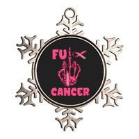 Breast Cancer Awareness Fu Cancer Skeleton Middle Finger Pink Ribbon Metallic Star Ornament