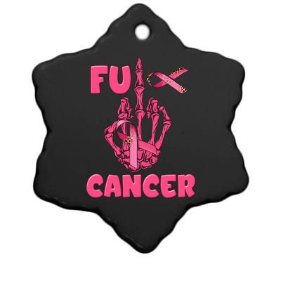 Breast Cancer Awareness Fu Cancer Skeleton Middle Finger Pink Ribbon Ceramic Star Ornament