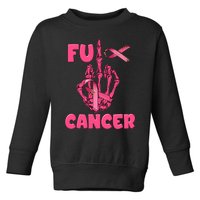 Breast Cancer Awareness Fu Cancer Skeleton Middle Finger Pink Ribbon Toddler Sweatshirt