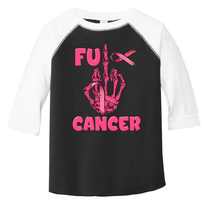 Breast Cancer Awareness Fu Cancer Skeleton Middle Finger Pink Ribbon Toddler Fine Jersey T-Shirt