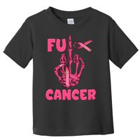 Breast Cancer Awareness Fu Cancer Skeleton Middle Finger Pink Ribbon Toddler T-Shirt