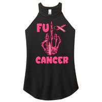 Breast Cancer Awareness Fu Cancer Skeleton Middle Finger Pink Ribbon Women's Perfect Tri Rocker Tank