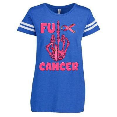 Breast Cancer Awareness Fu Cancer Skeleton Middle Finger Pink Ribbon Enza Ladies Jersey Football T-Shirt