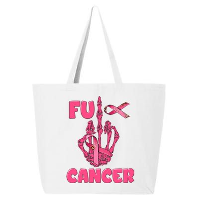 Breast Cancer Awareness Fu Cancer Skeleton Middle Finger Pink Ribbon 25L Jumbo Tote