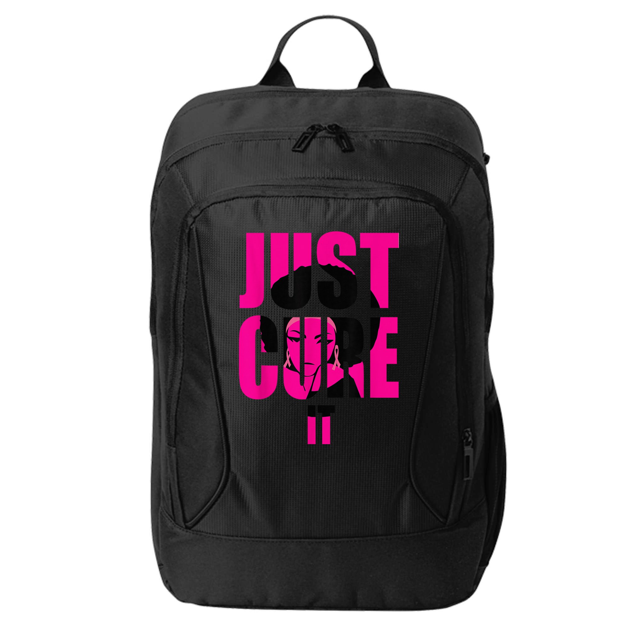 Breast Cancer Awareness Shirt Just Cure It Pink Ribbon Tee City Backpack