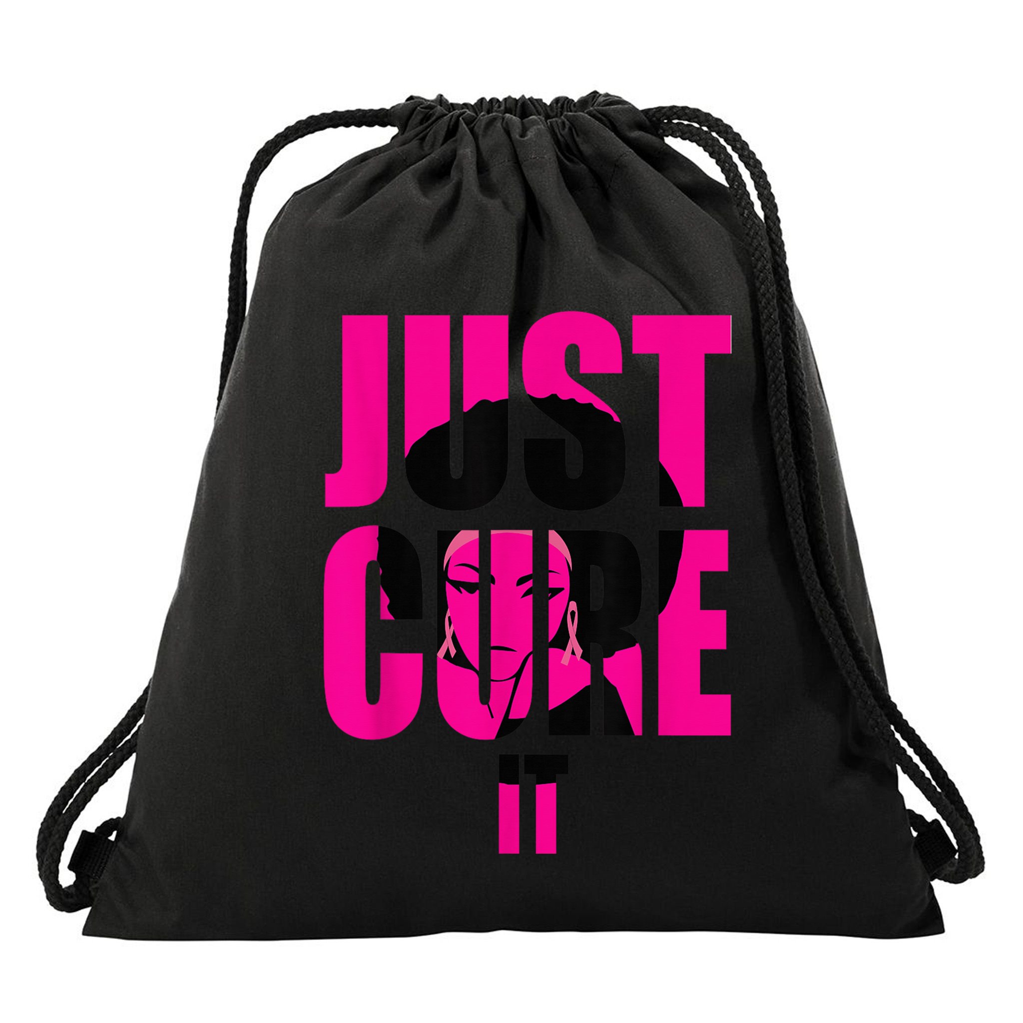 Breast Cancer Awareness Shirt Just Cure It Pink Ribbon Tee Drawstring Bag