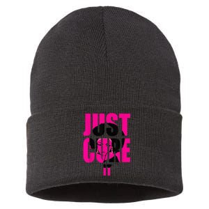 Breast Cancer Awareness Shirt Just Cure It Pink Ribbon Tee Sustainable Knit Beanie