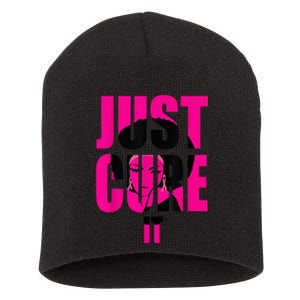 Breast Cancer Awareness Shirt Just Cure It Pink Ribbon Tee Short Acrylic Beanie