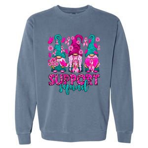 Breast Cancer Awareness Gnomes Support Squad Garment-Dyed Sweatshirt