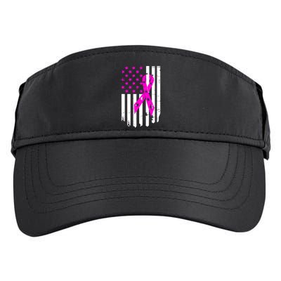 Breast Cancer Awareness Ribbon American Flag Adult Drive Performance Visor