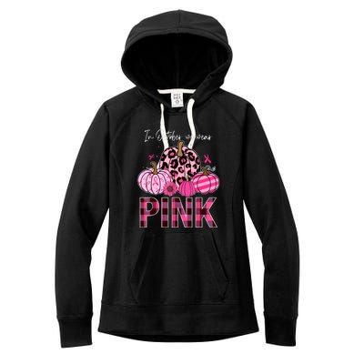 Breast Cancer Awareness In October We Wear Pink Pumpkin Gift Women's Fleece Hoodie