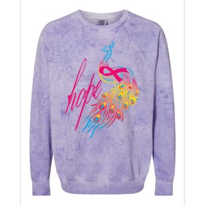 Breast Cancer Awareness Cool Gift Colorful Peafowl Cool Gift Colorblast Crewneck Sweatshirt