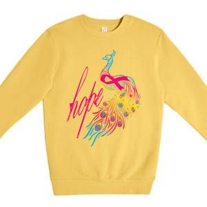 Breast Cancer Awareness Cool Gift Colorful Peafowl Cool Gift Premium Crewneck Sweatshirt