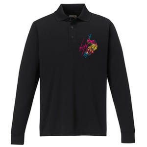 Breast Cancer Awareness Cool Gift Colorful Peafowl Cool Gift Performance Long Sleeve Polo