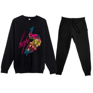 Breast Cancer Awareness Cool Gift Colorful Peafowl Cool Gift Premium Crewneck Sweatsuit Set