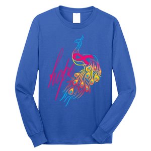 Breast Cancer Awareness Cool Gift Colorful Peafowl Cool Gift Long Sleeve Shirt