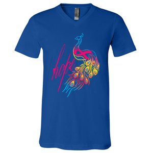 Breast Cancer Awareness Cool Gift Colorful Peafowl Cool Gift V-Neck T-Shirt