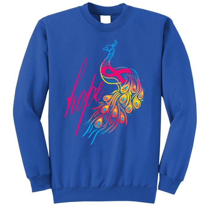 Breast Cancer Awareness Cool Gift Colorful Peafowl Cool Gift Tall Sweatshirt