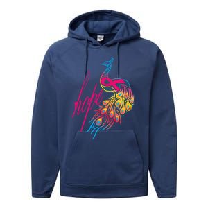 Breast Cancer Awareness Cool Gift Colorful Peafowl Cool Gift Performance Fleece Hoodie