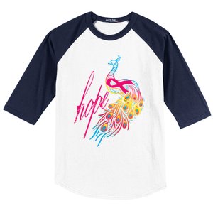 Breast Cancer Awareness Cool Gift Colorful Peafowl Cool Gift Baseball Sleeve Shirt