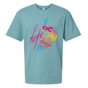 Breast Cancer Awareness Cool Gift Colorful Peafowl Cool Gift Sueded Cloud Jersey T-Shirt