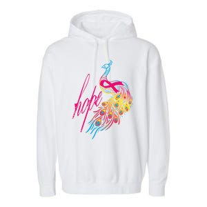 Breast Cancer Awareness Cool Gift Colorful Peafowl Cool Gift Garment-Dyed Fleece Hoodie