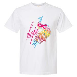 Breast Cancer Awareness Cool Gift Colorful Peafowl Cool Gift Garment-Dyed Heavyweight T-Shirt