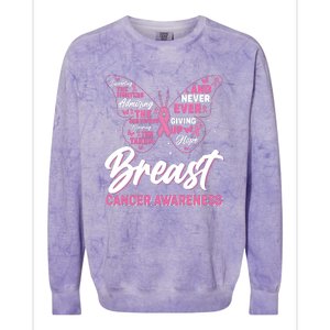 Breast Cancer Awareness Butterfly Colorblast Crewneck Sweatshirt