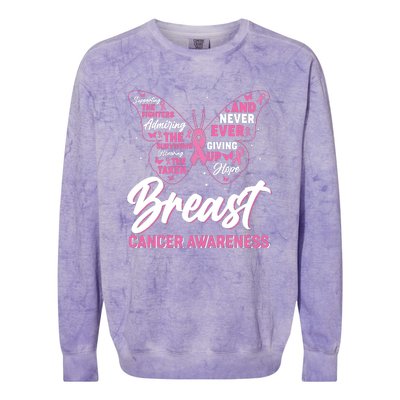 Breast Cancer Awareness Butterfly Colorblast Crewneck Sweatshirt