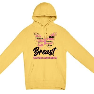 Breast Cancer Awareness Butterfly Premium Pullover Hoodie