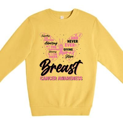 Breast Cancer Awareness Butterfly Premium Crewneck Sweatshirt