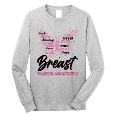 Breast Cancer Awareness Butterfly Long Sleeve Shirt