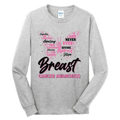 Breast Cancer Awareness Butterfly Tall Long Sleeve T-Shirt