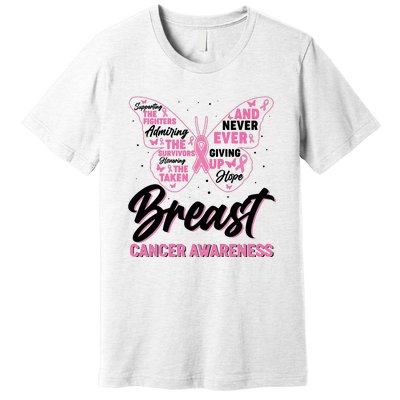 Breast Cancer Awareness Butterfly Premium T-Shirt