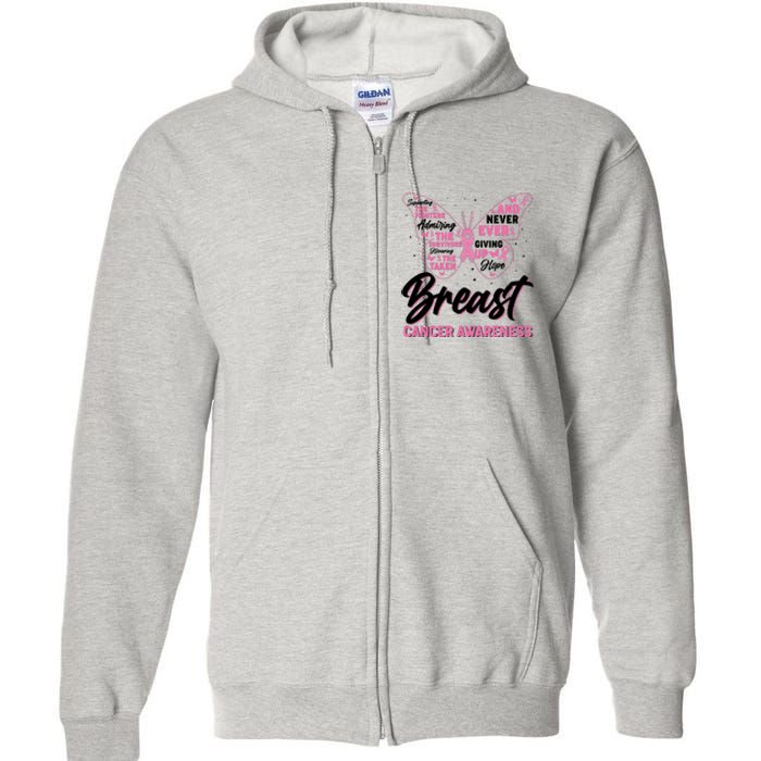 Breast Cancer Awareness Butterfly Full Zip Hoodie