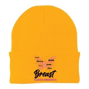 Breast Cancer Awareness Butterfly Knit Cap Winter Beanie