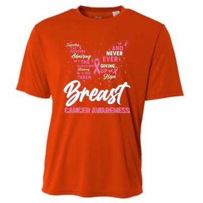 Breast Cancer Awareness Butterfly Cooling Performance Crew T-Shirt