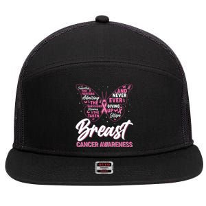 Breast Cancer Awareness Butterfly 7 Panel Mesh Trucker Snapback Hat