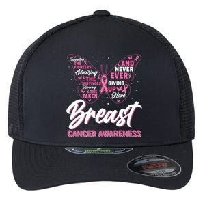 Breast Cancer Awareness Butterfly Flexfit Unipanel Trucker Cap