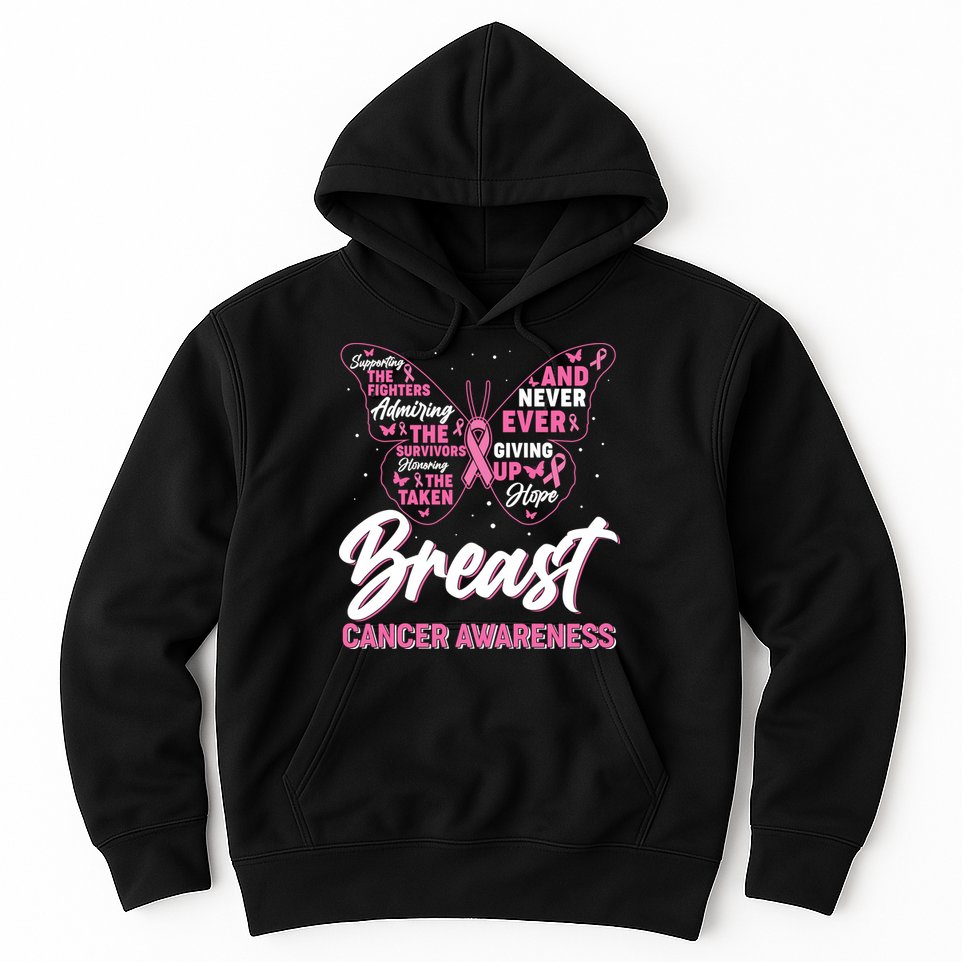 Breast Cancer Awareness Butterfly Hoodie