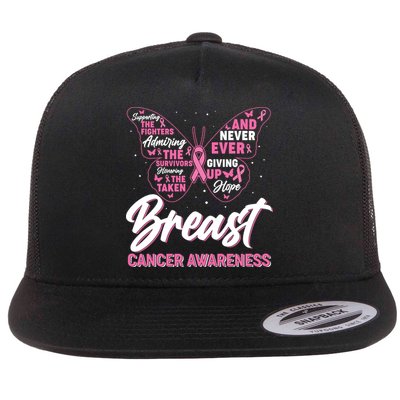 Breast Cancer Awareness Butterfly Flatbill Hat