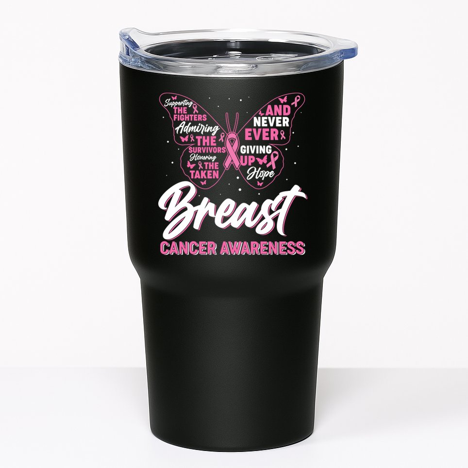 Breast Cancer Awareness Butterfly Tumbler