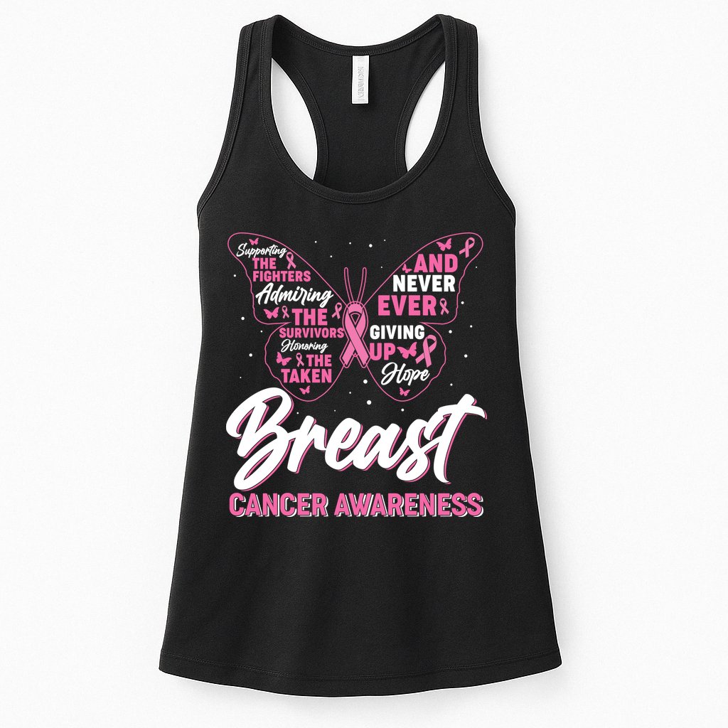 Breast Cancer Awareness Butterfly Womens Tank Top