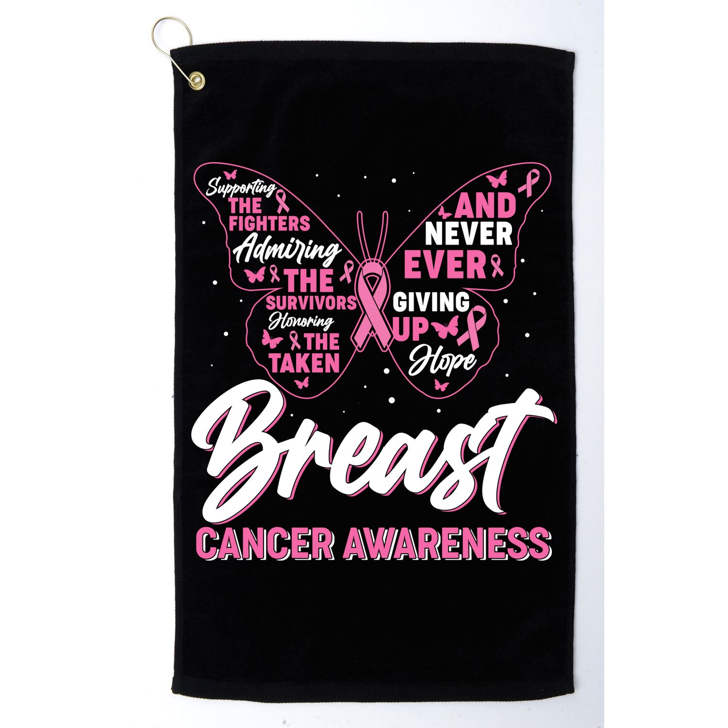 Breast Cancer Awareness Butterfly Golf Towel